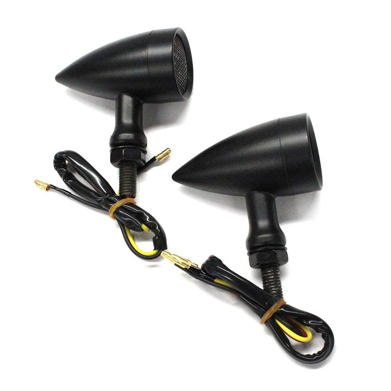 Black Motorcycle LED Turn Signals Red Light Brake Running Tail