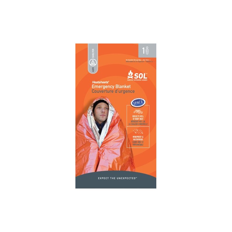 Adventure Medical Kits Sol Emergency Blanket, One Person, 2.9 Ozs.