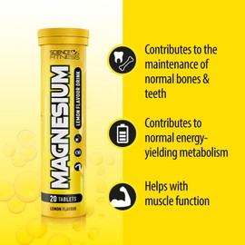 Magnesium Lemon Flavour Effervescent Tablets -120 Magnesium Tablets for Normal Muscle funcions,Suitable for Vegans and Vegetarians, Magnesium 375 mg per Serving