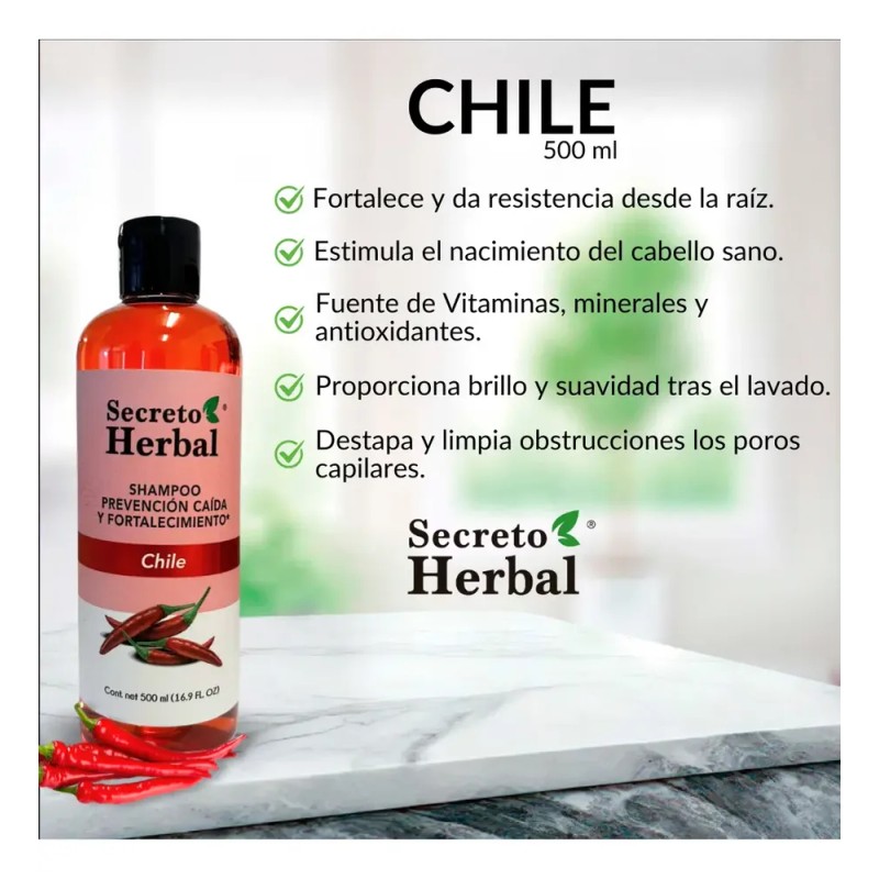 Shampoo Secreto Herbal Anticaída Fortalecimiento Chile 500ml