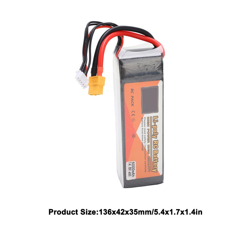 14.8V 5000mAh 40C 4S XT60 Plug LiPo Battery for FPV