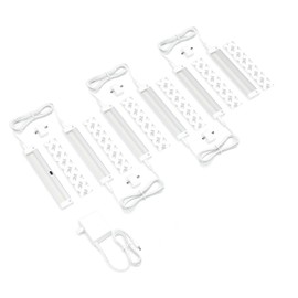 EShine White Finish 6 Panels 7 inch Compact Size LED Dimmable Under Cabinet Lighting Kit, Hand Wave Activated - Touchless Dimming Control, Warm White (3000K)