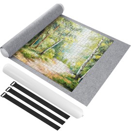 Ainiv Puzzle Roll Jigsaw Storage Felt Mat, Portable Puzzle Roll Up Storage Mat Puzzle Roll Mat with Auxiliary Lines for up to 1500Pcs Foldable Puzzle Saver Storage Felt Pad for Children Adults Gifts