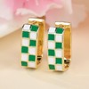 Checkered Hoop Earrings for Women Enamel Oval Hoop Earrings Small