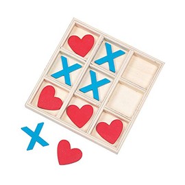 Fun Express Valentine Wooden TIC TAC Toe Game - Toys - 10 Pieces