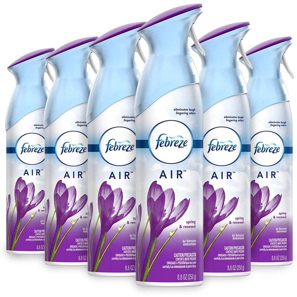 Febreze Air Freshener and Odor Eliminator Spray, Spring & Renewal Scent, 8.8 oz (Pack of 6)