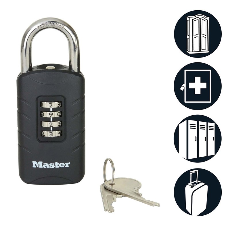 Master Lock 656EURDBLK Outdoor combination padlock with override key, 120