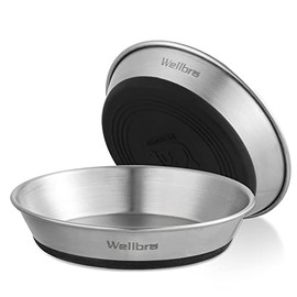 Cuencos para gatos, 2 cuencos de acero inoxidable para gatos para alimentos y agua, platos antideslizantes para gatos pequeños, cachorros y gatos