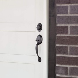 Design House 778910 Springdale Door Lever, Keyed Entry Handleseet, Matte Black