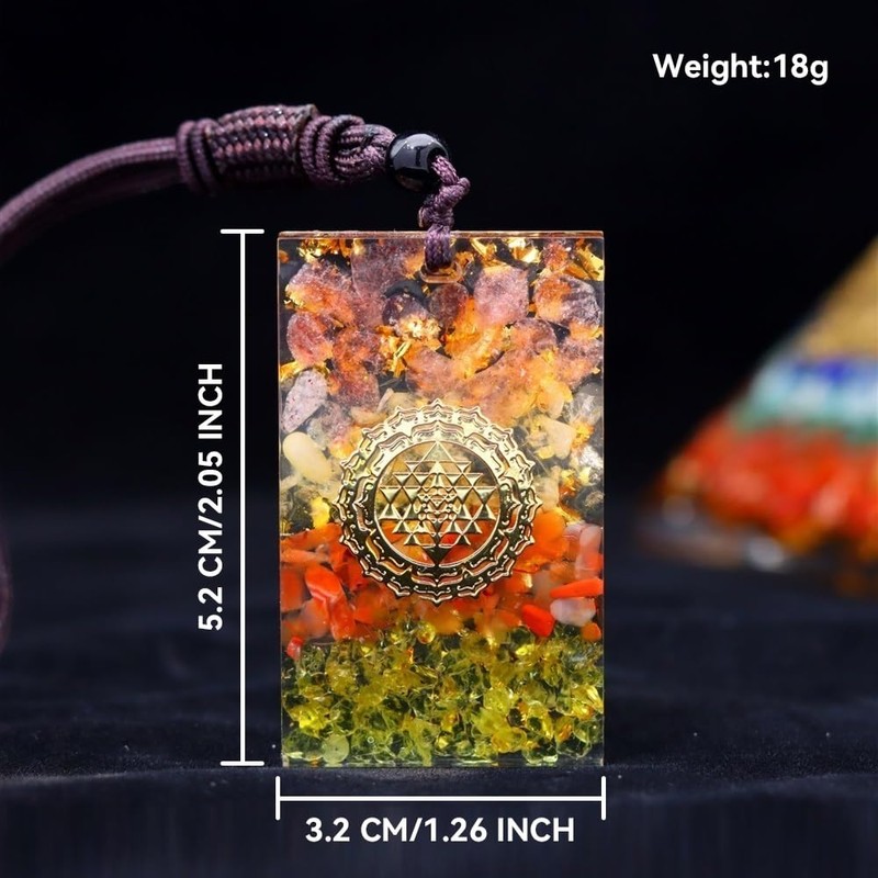 KETLIXS Orgone Metatron Cube, Green Chakra Necklace and Orgone Sri