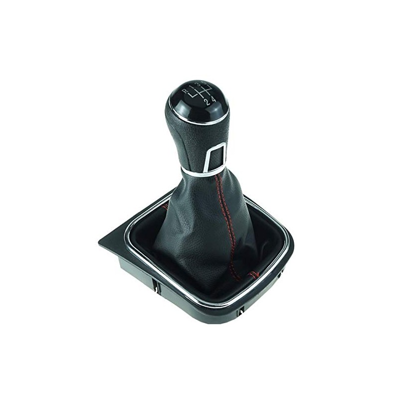 Do!LED Gear Knob Gear Stick Boot 5 Gears Red Stitching