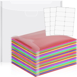 Henoyso 24 Pcs 12 x 12 Paper Storage Organizer Scrapbook Paper Holder Clear Loading Files Plastic Paper Holder with Clear PVC Customizable Tabs for Scrapbook Paper, Vinyl Paper, Photos