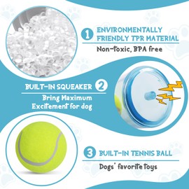 Shepinsky Squeaky Chew Dog Toys, Indestructible Dogs Toy with Tennis Ball, Durable Puppy Boredom Toys for Playtime &Training, for Energetic Small Medium Large Pups(Blue, L)