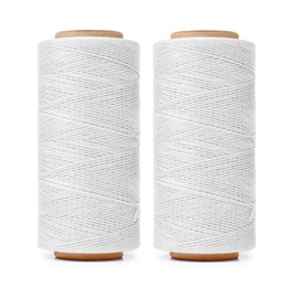 HILELIFE Professional Leather Thread, 520m 2Pcs 150D 0.8mm Waxed Thread for Leather Sewing, Repair Sewing Thread for Wallets, Shoes, Book Binding, Leather Craft DIY (White)