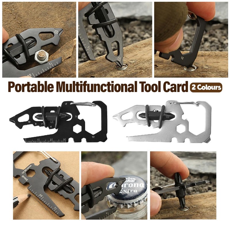 AIMALL Portable 7-in-1 Stainless Steel Tool Card, EDC Multi-Function Tool