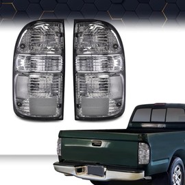 PIT66 Rear Tail Lights Brake Lamps w/bulb Wiring Pair Compatible with Toyota Tacoma 2001 2002 2003 2004,Rear Tail Lamp Lights Assembly 81560-04060, 81550-04060, TO2800139, TO2801139 Smoke Lens
