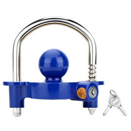 Blue Universal Trailer Coupler Lock 72783 Fits 1-1/4 Inch & 2 Inch Square Receivers 1/2 Inch & 5/8 Inch Pin Diameter with 2 Keys