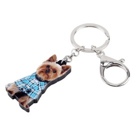 WEVENI - Llavero Yorkshire Terrier de acrílico para perro, llavero Yorkie para mujeres y niñas, joyería, Azul, W2L2