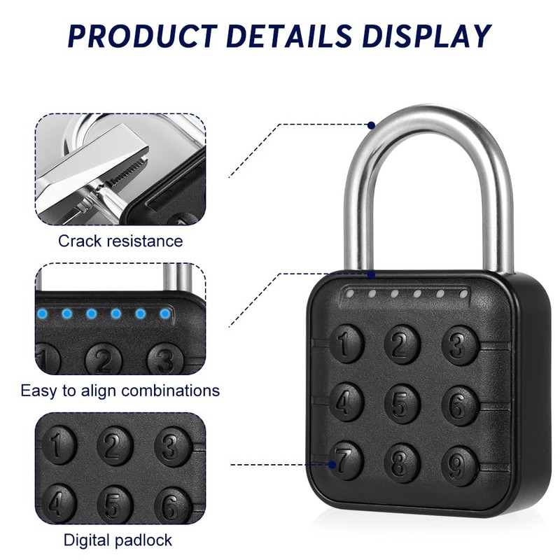 mizikuu Electronic Combination Lock, 6 Digit Smart Lock Weatherproof Locker