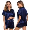 SWOMOG Couples Pajama Set Women & Men Silk Satin Short