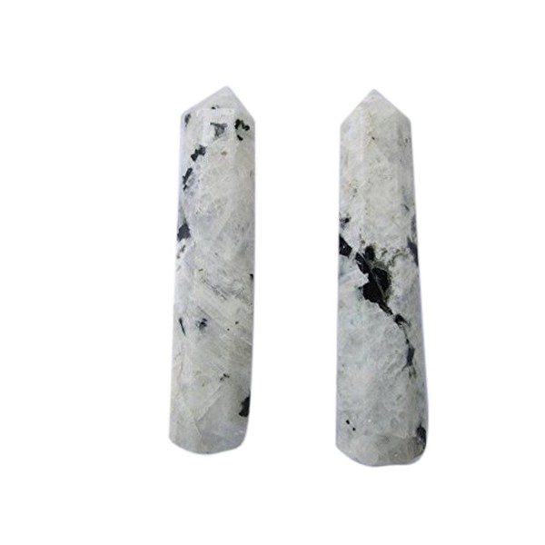 WholesaleGemShop Jewelry-White Rainbow Moonstone Genuine Obelisk Tower Therapy Massage Paperweight Prism