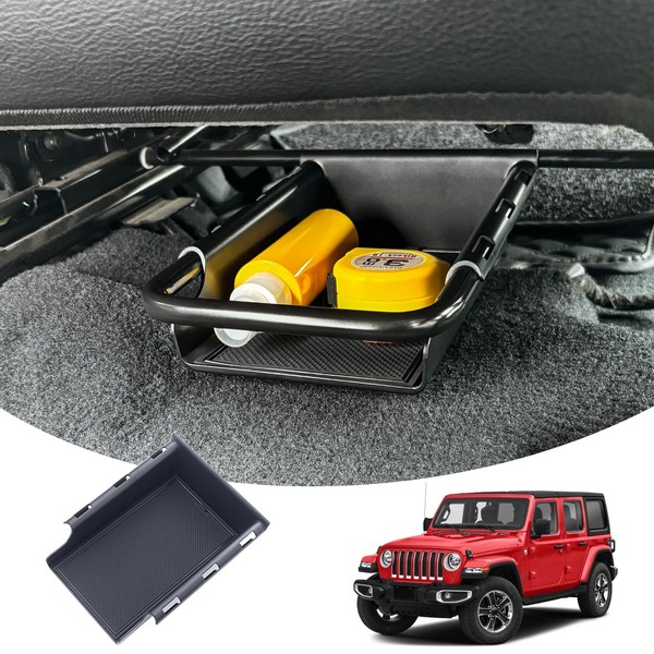 JKCOVER Front Under Seat Storage Organizer Tray Compatible with Jeep
