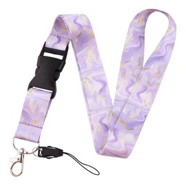 juanooo Cute Marble Badge Lanyard for Keys & ID Holder Cool Key Lanyard for ID Badges for Women Men Girls Teachers Staff Breakaway Neck Lanyard for Keychains Wallet(Purple)