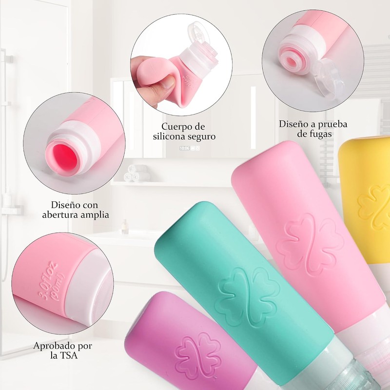 KIKIGOAL Juego de 19 Botellas de Viaje de Silicona, Contenedor