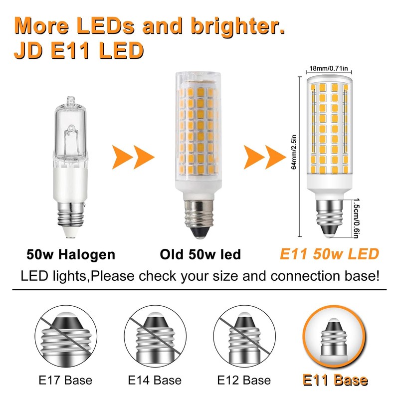 TZHILAN JDE11 Led Bulbs, 120V 50W Halogen Equivalent Dimmable,T3 T4
