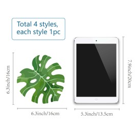 GORGECRAFT 4Stk Palmblätter-Fensteraufkleber 16cm Monstera-Blatt-Fensteraufkleber Tropische Pflanzenblätter-Aufkleber Statisch Abnehmbare Wasserfeste Vinylfolie Federaufkleber Um Vögel Verhindern