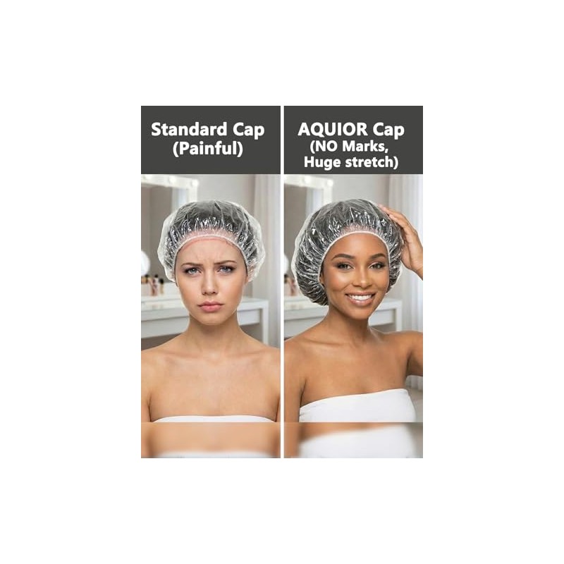 Aquior Gorro de ducha desechable, 100 gorras de baño, grandes,