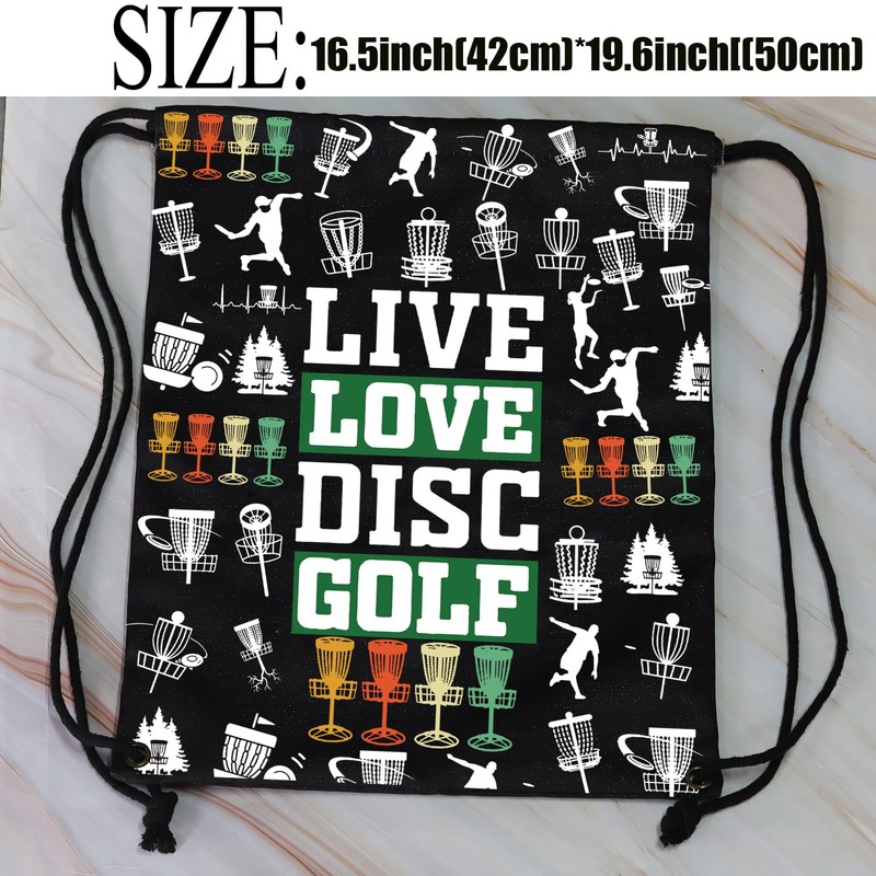 PXTIDY Disc Golf Drawstring Bag Gift For Disc Golf Basket