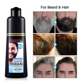 Beard Dye for Men, Long Lasting Black Hair Dye for Mustcatch & Facial Hair & Sideburns, Hair Color for Gray Hair Coverage, 5 Minutes Hair Color Shampoo