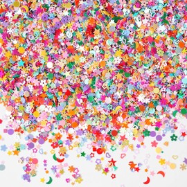 Wankko Multicolor Manicure Glitter Confetti 7.2oz/200g, Mixed Shapes Size 2-10mm for Party Decoration, DIY Crafts, Premium Nail Art Etc
