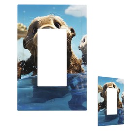 Wall Plate Covers Unbreakable Light Switch Cover Outlet Plate Cover Lovely Sea Otter Print Decorative Wall Plate For Kitchen Bedroom Bathroom Decor 3" X 5",Style U
