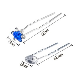 20 Rhinestone Hair Pins Party Prom Wedding Bridal Bridesmaid Clips(10 Rose Blue + 10 White Stud Pins)