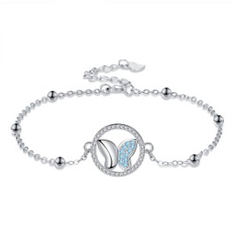 Arrebol Anklet for Women 925 Sterling Silver with Cubic Zirconia Anklet Original Gift for Women/Mother/Wife/Daughter - Adjustable [22+4cm], Sterling Silver Sterling Silver Zirconia, Cubic Zirconia