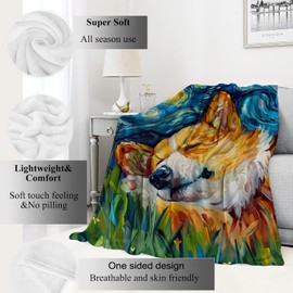 VODRM Corgi Blanket Starry Night Puppy Throw Blankets,Gifts for Kids Woman Adult & Dog Lover,Lightweight Soft Fleece,for Sofa Couch Bed Room Modern Artistic Decor 40x50in