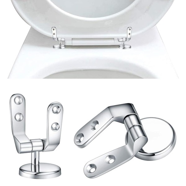 Toilet Seat Hinges Replacement, Chrome Finished Toilet Seat Hinge Fixings, Toilet Seat Hardware for Most Toilet Seats(2 Pcs)