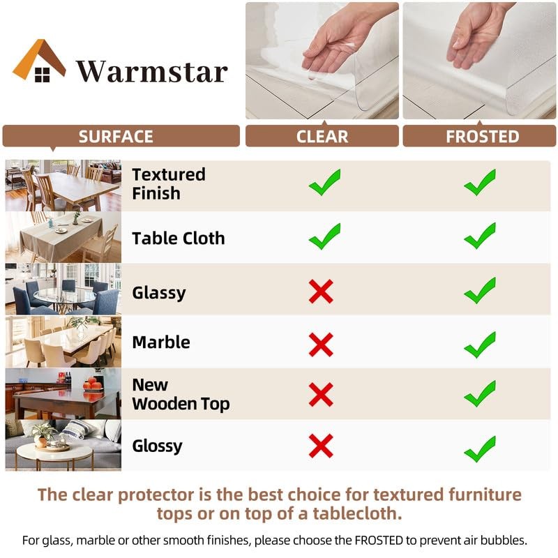 Warmstar Clear Table Cover Protector 14 x 24 Inch,1.5mm Thick