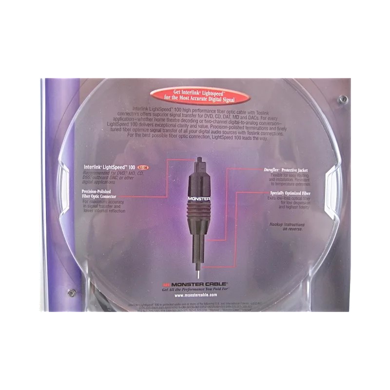 Monster Cable LightSpeed Digital Fiber Optic Audio 1m/3.3' 300DFO Interconnect