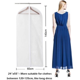 Garment Bag Suit Pack of 5 High-Quality Garment Bags, Transparent, 60 x 140 cm, Breathable Fabric, for Suits, Dresses, Coats, Jackets, Shirts, Evening Dresses, Suit Bag, Storage, Garment Cover