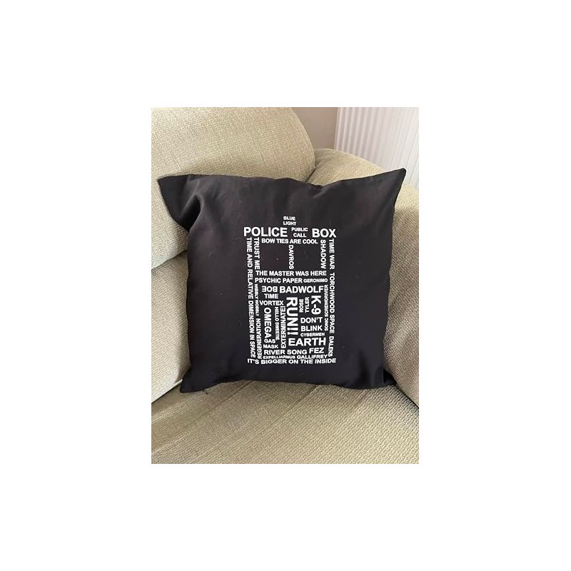 Tardis Black Cushion Cover 50 cm x 50 cm 100%