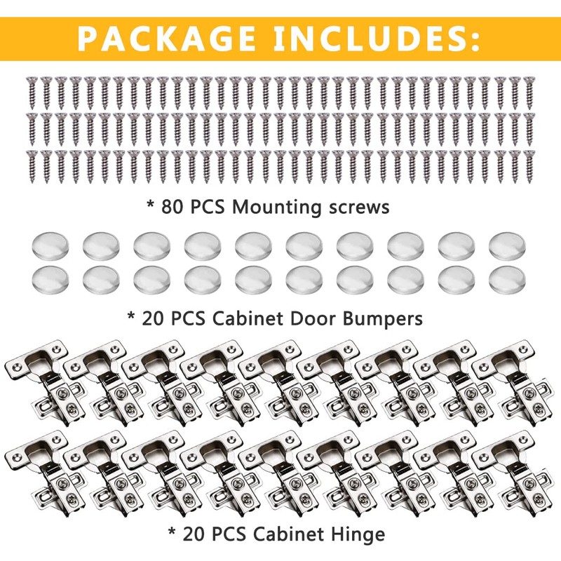 20 Pack Soft Close Cabinet Door Hinges for 1/2" Partial