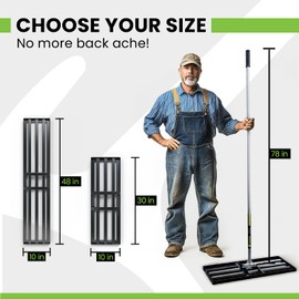 Gardease Lawn Leveling Rake 48" x 10" - Heavy Duty Professional Grade Reinforced Steel Landscape Tool for Soil, Sand & Garden - Superior Strength and Durability