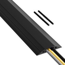 Protector Cubre Cable para Piso D-Line FC83B | Cubiertas para Cables Unibles de Mediana Resistencia | Proteja los Cables y Evite el Peligro de Tropiezo | 6 Pies de Largo | Cavidad para Cable 1 3/16" (Ancho) x 3/8" (Alto) | Negro