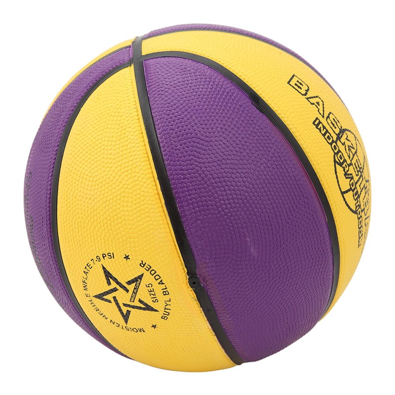 Rubber Basketball, Yellow Purple Wearproof Leakproof Training Basketball for Basketball