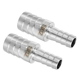 sourcing map 2Pcs 3/4" to 15/32" Hose Barb Reducer Pipe Fitting, 304 Stainless Steel Hose Pipe Fitting Sanitary Adapter for Vacuum Systems, Industrial Pipe Connections, Silver
