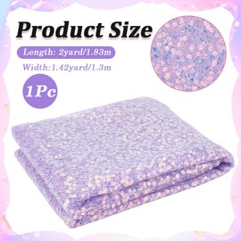 CABODYALS 2 Yards Iridescent Purple Sequin Mesh Metallic Fabric By the Yard Pastel Glitter Bling Sparkle Sequins Bead Lace Netting Fabric for Sewing Making Crafts Dress Party Costumes Home Cloth Decor