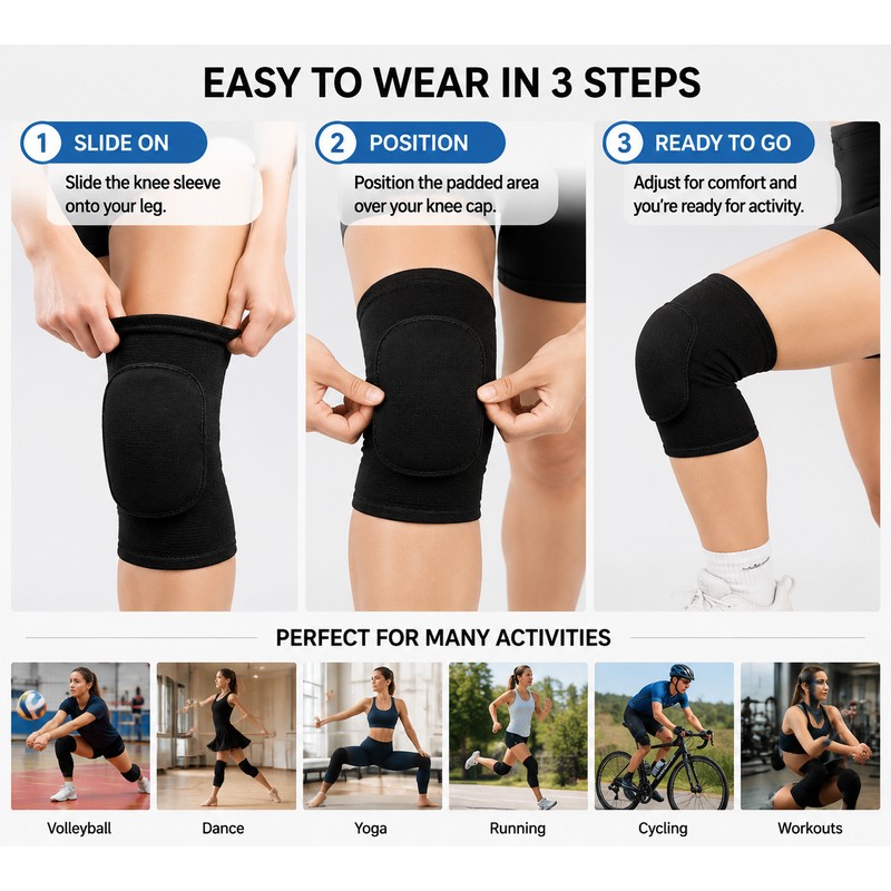 Protective Knee Pads for Sports – Shock-Absorbing Sponge Support Sleeves